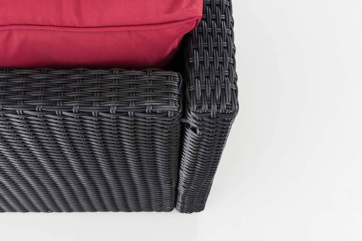 Ecksofa-Garnitur Liberi 5mm Rubinrot schwarz-4