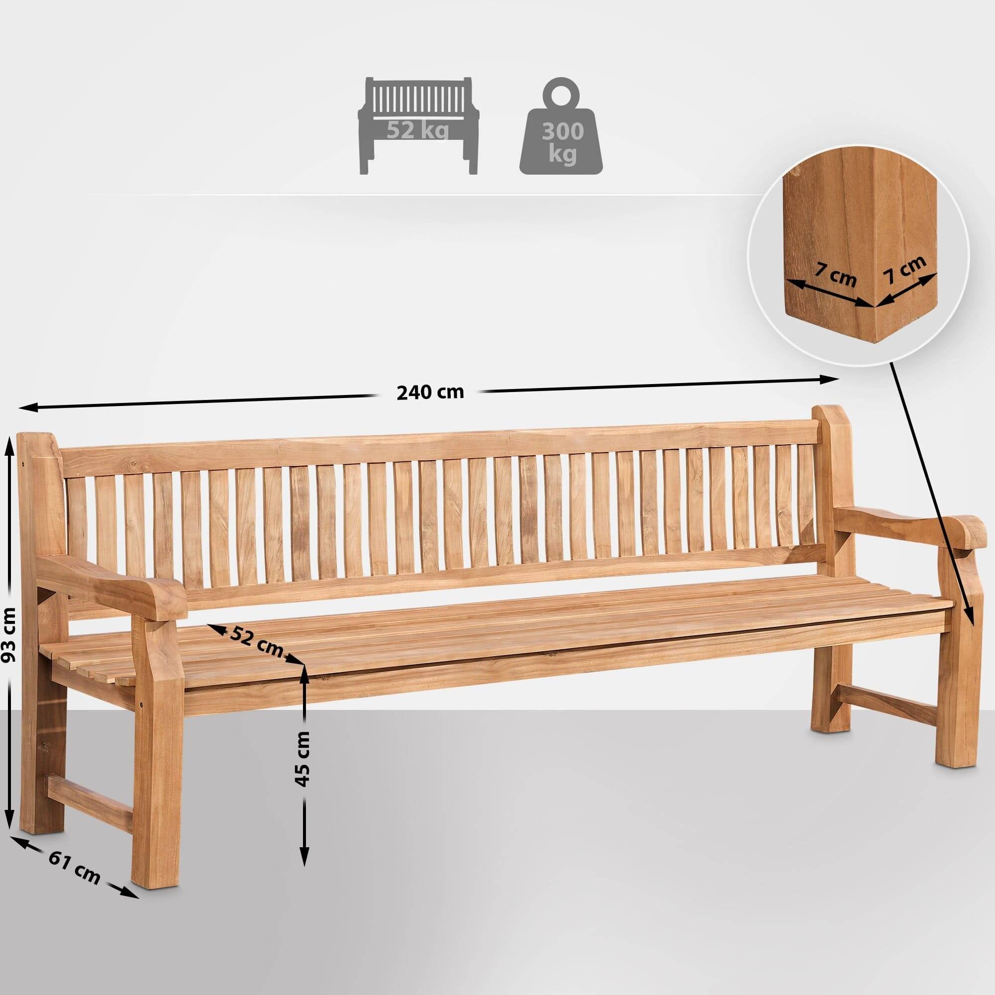 Teakbank Jackson V2 240 cm teak-1