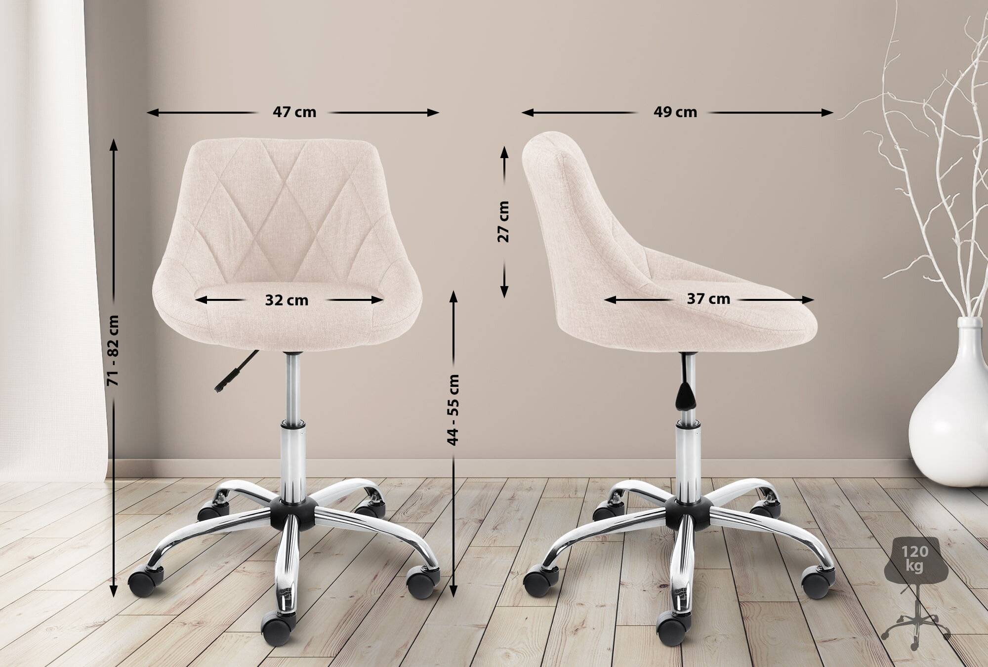 Arbeitshocker Lazio Stoff creme-1