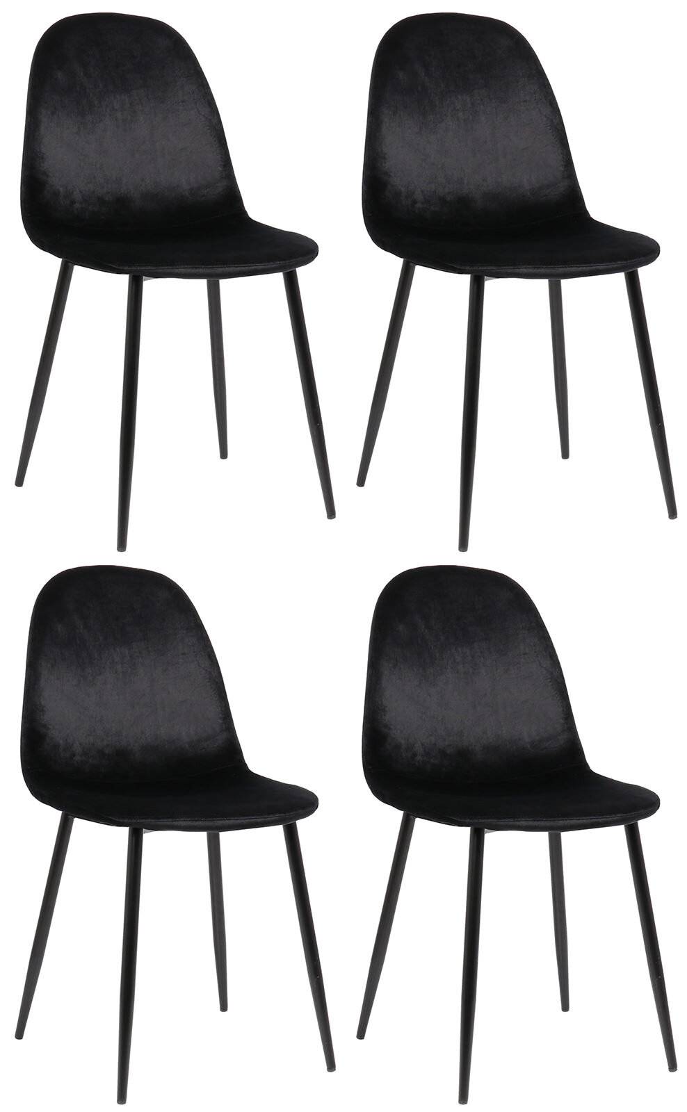 4er Set Esszimmerstühle Napier Samt schwarz-3