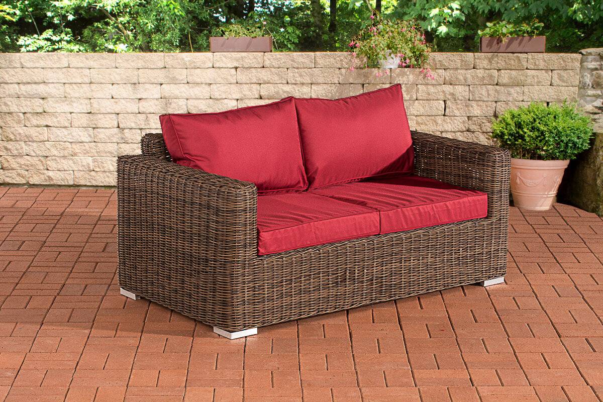 2er-Sofa Bilbao / Madeira Rubinrot braun-meliert-0