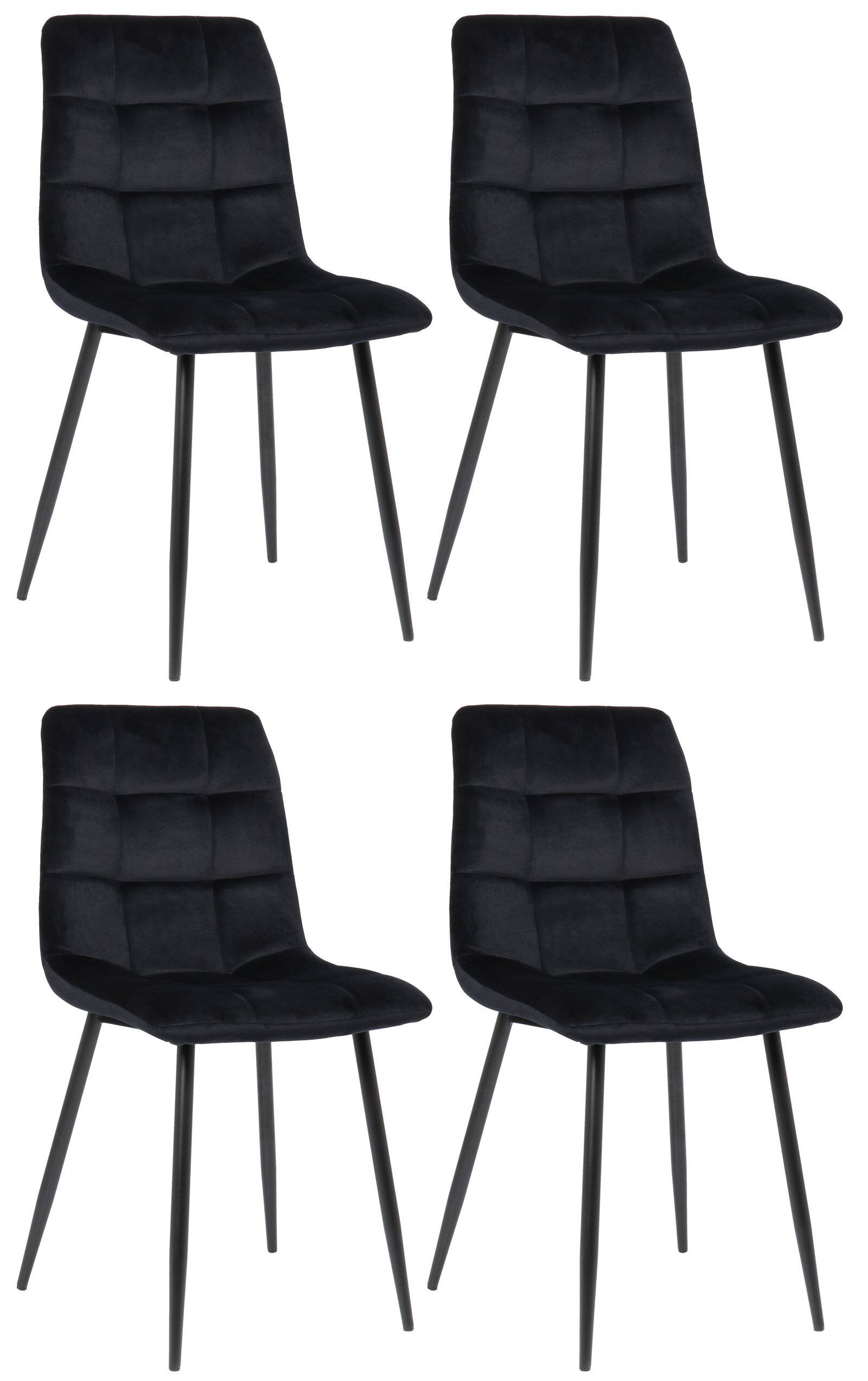 4er Set Esszimmerstuhl Tilde Samt schwarz-4