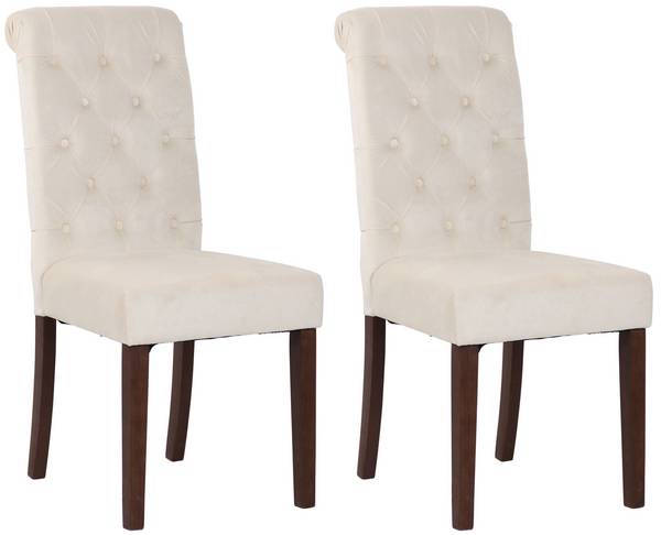 2er Set Esszimmerstühle Lisburn Samt creme