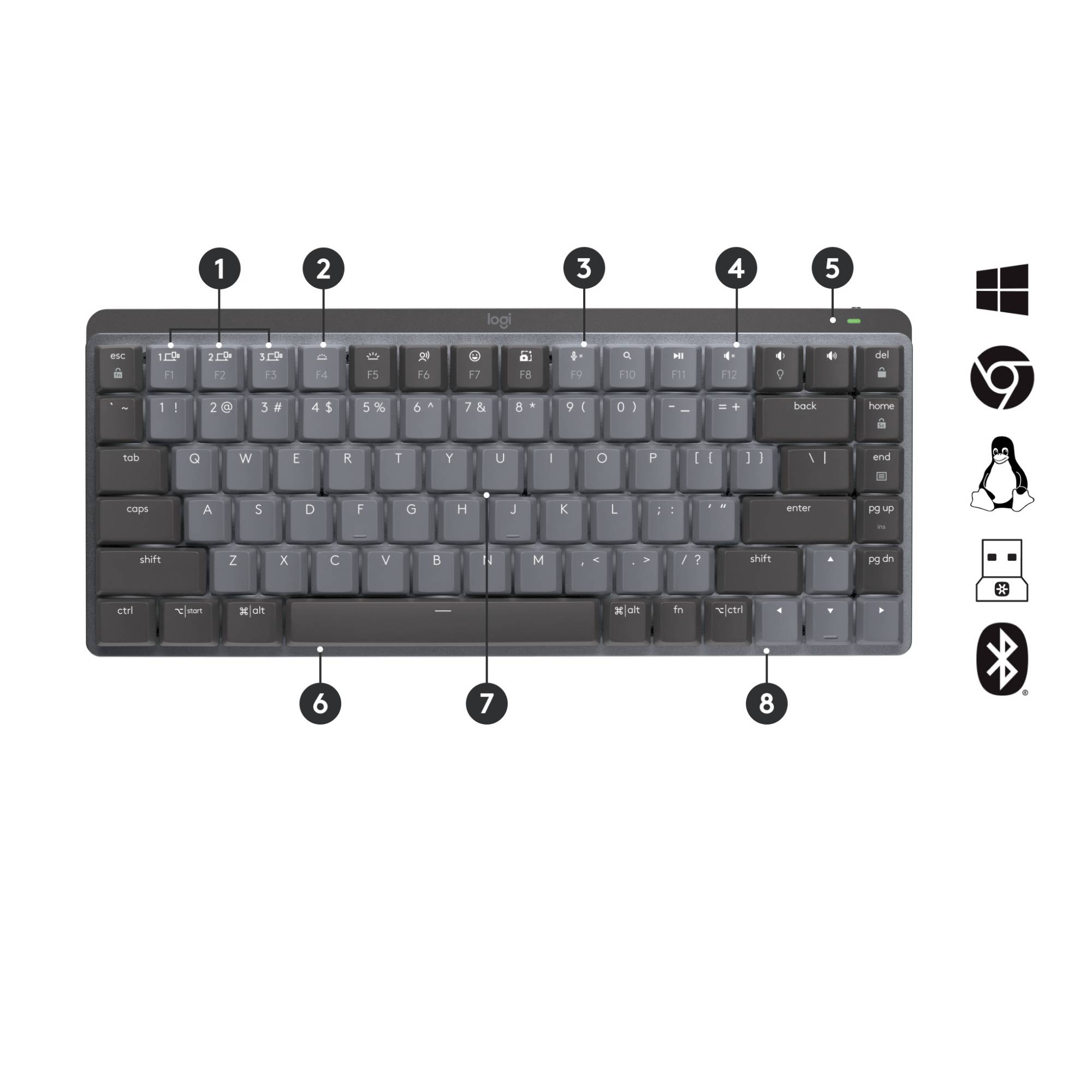 Logitech MX Mechanical Mini Minimalist Wireless Illuminated Keyboard GRAPHITE US INT'L-3