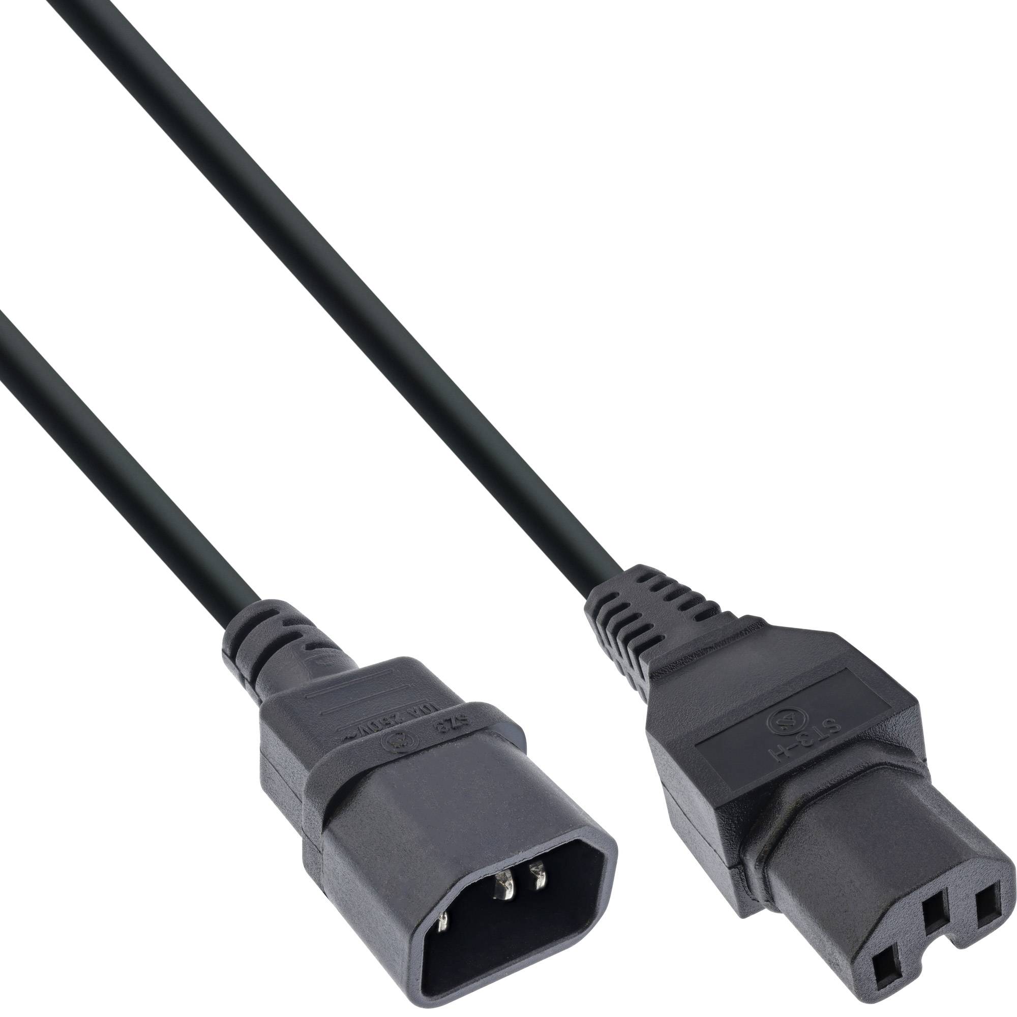 InLine® Netzkabelverl., Warmgerätest. gerade C15 auf BU gerade C14, schwarz, 2m-0