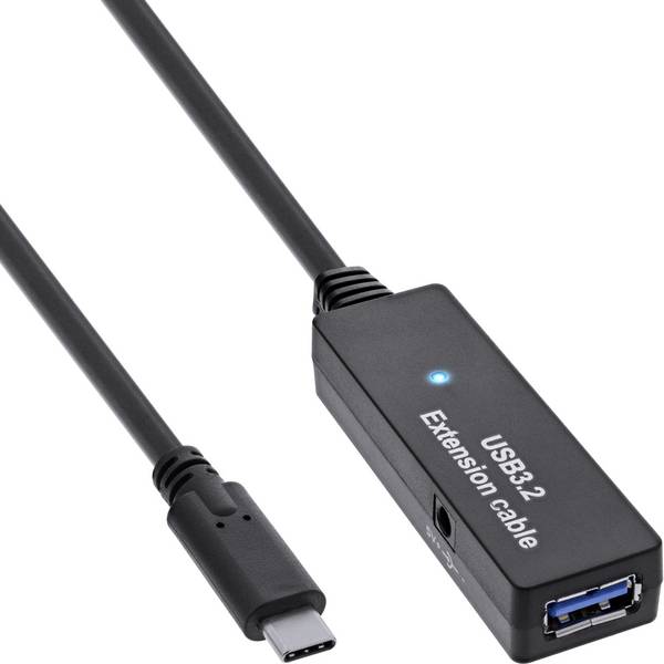 InLine USB 3.2 Gen.1 Aktiv-Verlängerung USB-C Stecker an USB-A Buchse 5m Kabel Digital/Daten Verlängerungskabel 5 m