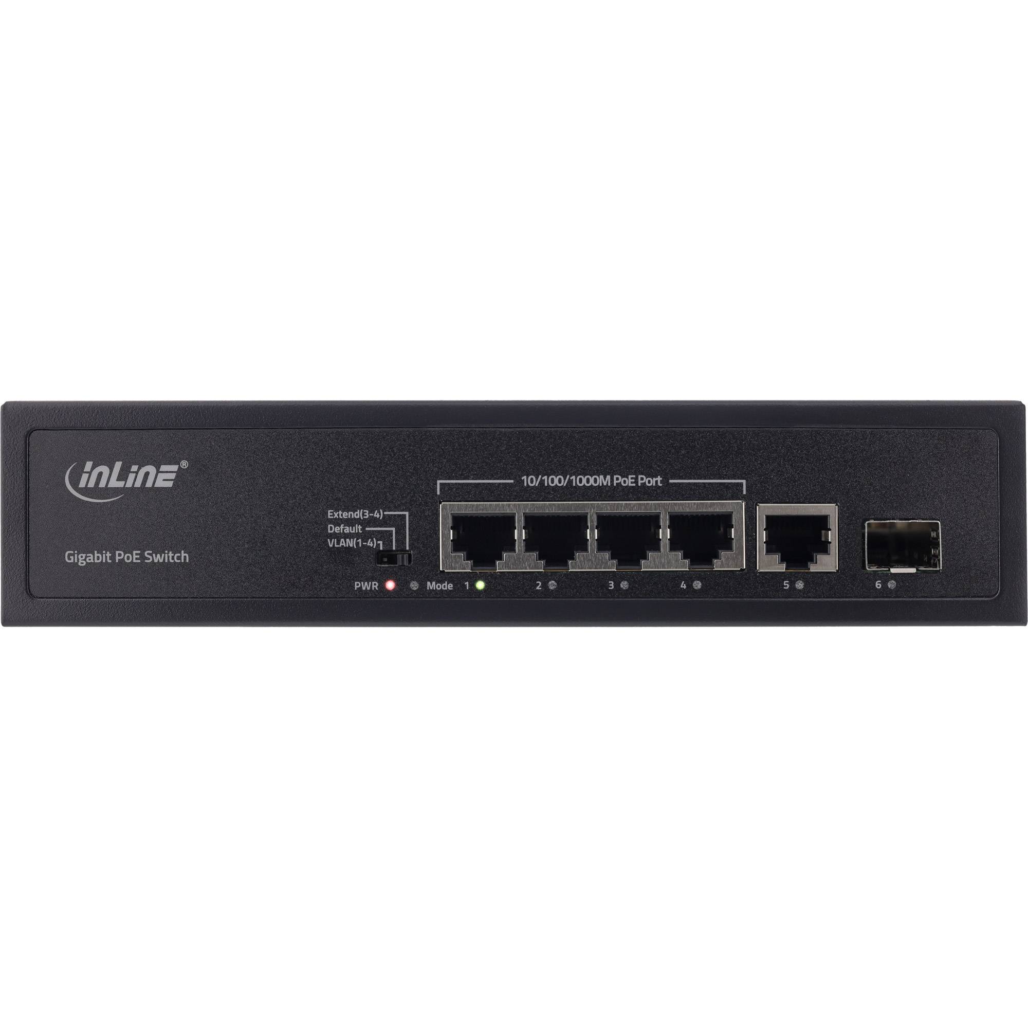 InLine® PoE+ Gigabit Netzwerk Switch 5 Port (4x PoE+), 1xSFP, 1Gb/s, Desktop-1
