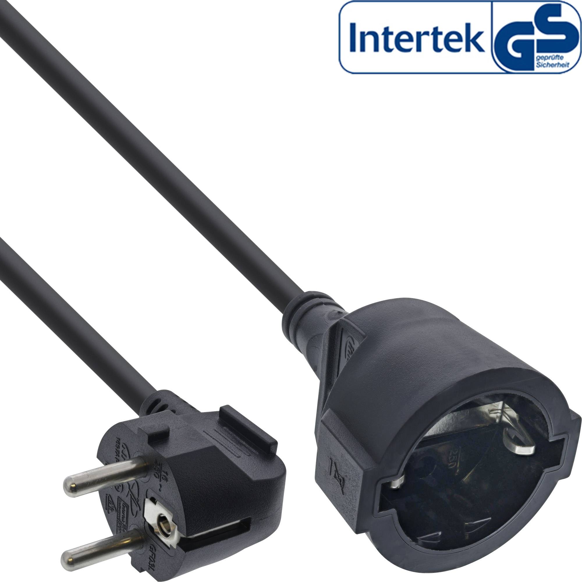 InLine Strom-Verlängerung Schutzkontakt Stecker gewinkelt/Buchse - schwarz - 20m-0