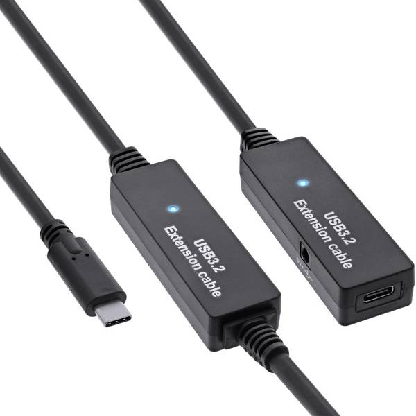 InLine USB 3.2 Gen.1 Aktiv-Verlängerung USB-C Stecker an Buchse 10m Kabel Digital/Daten Verlängerungskabel 10 m