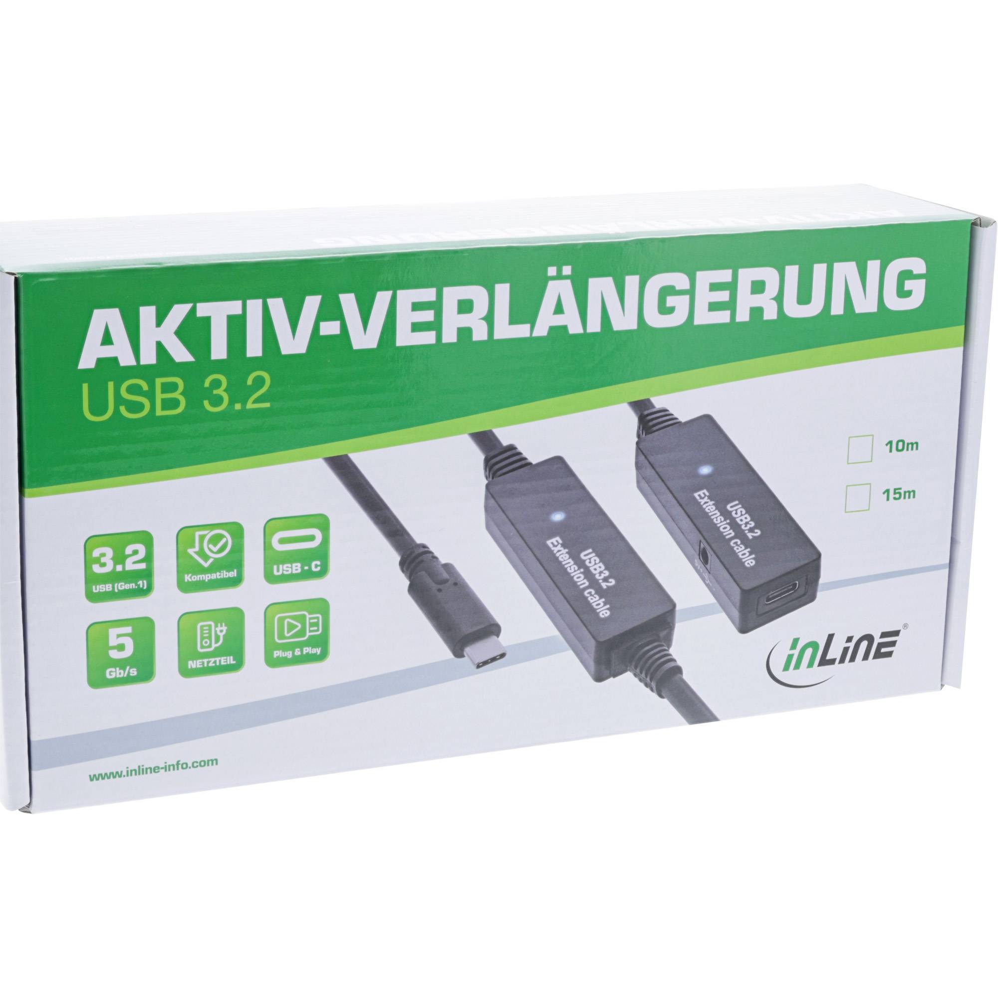 InLine USB 3.2 Gen.1 Aktiv-Verlängerung USB-C Stecker an Buchse 10m Kabel Digital/Daten Verlängerungskabel 10 m-2