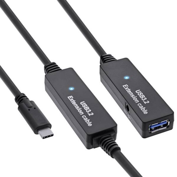 INLINE - USB 3.2 Gen.1 Aktiv-Verlängerung - USB-C Stecker an USB-A Buchse - 10m