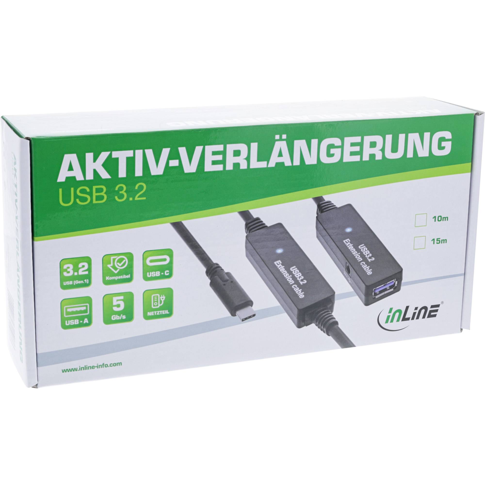 INLINE - USB 3.2 Gen.1 Aktiv-Verlängerung - USB-C Stecker an USB-A Buchse - 10m-2