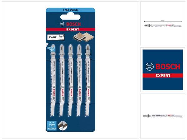 Bosch EXPERT Hardwood 2 side clean T 308 BF Stichsägeblatt 117 mm 5 Stk. ( 2608900544 ) Bi-Metall