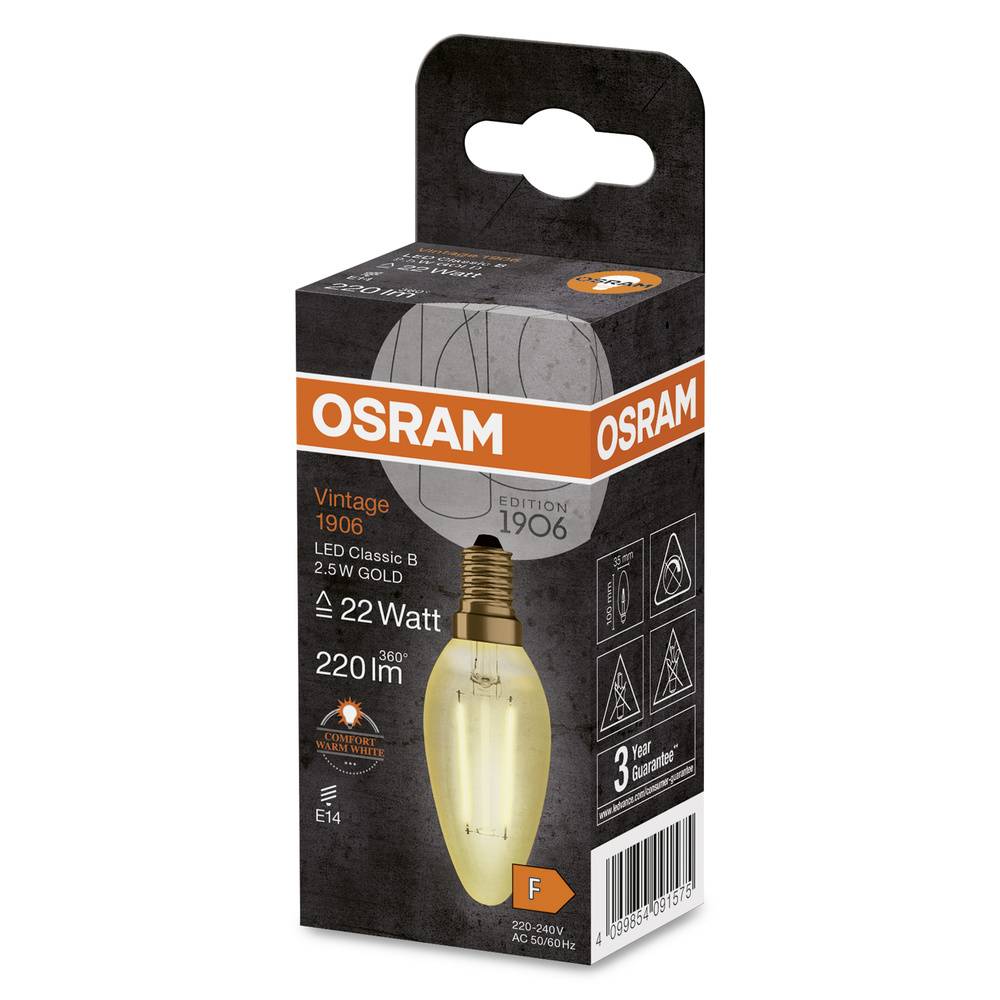 Ledvance Vintage 1906 LED E14 Kerze Gold 2.5W 220lm - 824 Extra Warmweiß | Ersatz für 25W-4