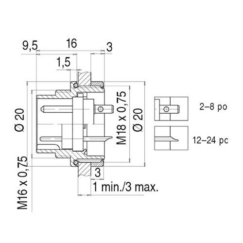 Binder 09 0115 00 05 Serie 423/723 | 5-polig M16 Stecker Chassisteil-1