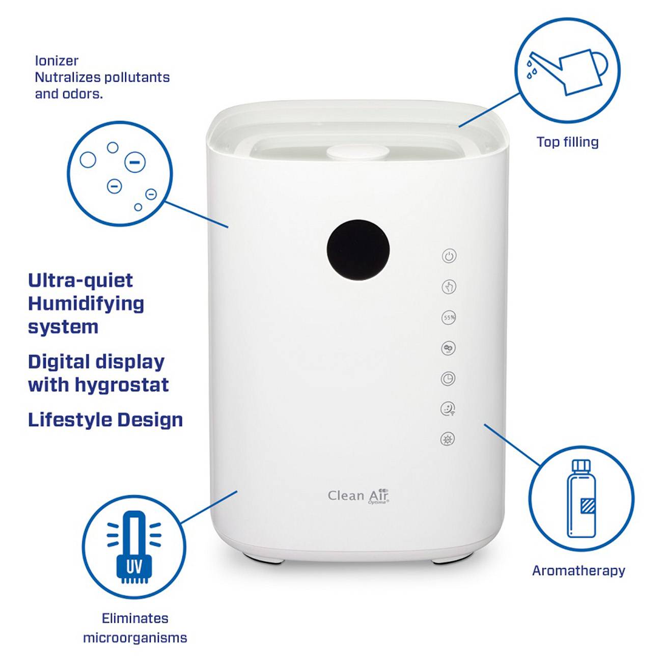 Clean Air Optima CA-604W Smart Top Filling - Luftbefeuchter mit Ionisator und Aromatherapie - Räume bis 55m²/140 m³-3