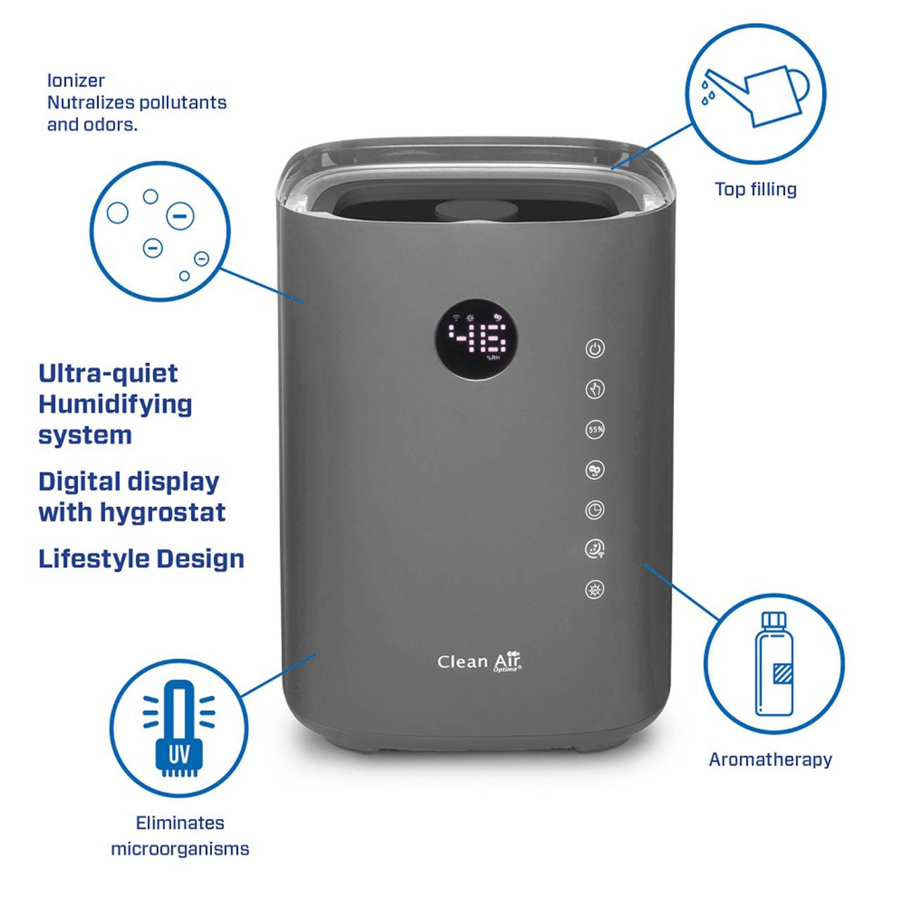 Luftbefeuchter - Clean Air Optima CA-605T Smart Top Filling - Geeignet für Räume bis 65m²/160 m³-3