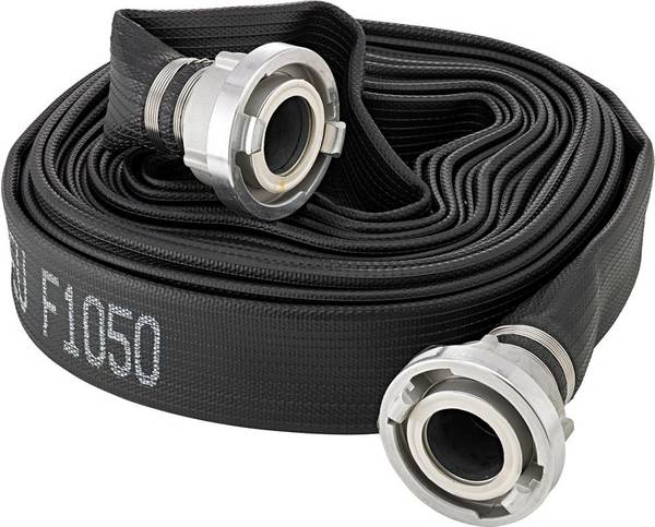 MEHRZWECKFLACHSCHLAUCH GUMMIERT SCHWARZ, B/75MM, STORZ KUPPLUNGEN, 20M, FORTIS