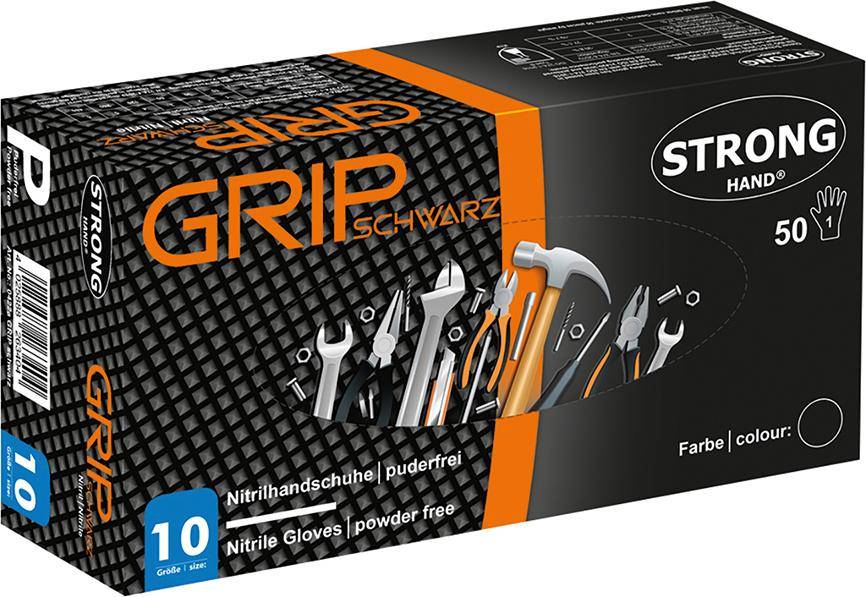 Einweghandschuh Grip,Nitril,ungepudert, schwarz,Gr.10, Box=50 Stück-0