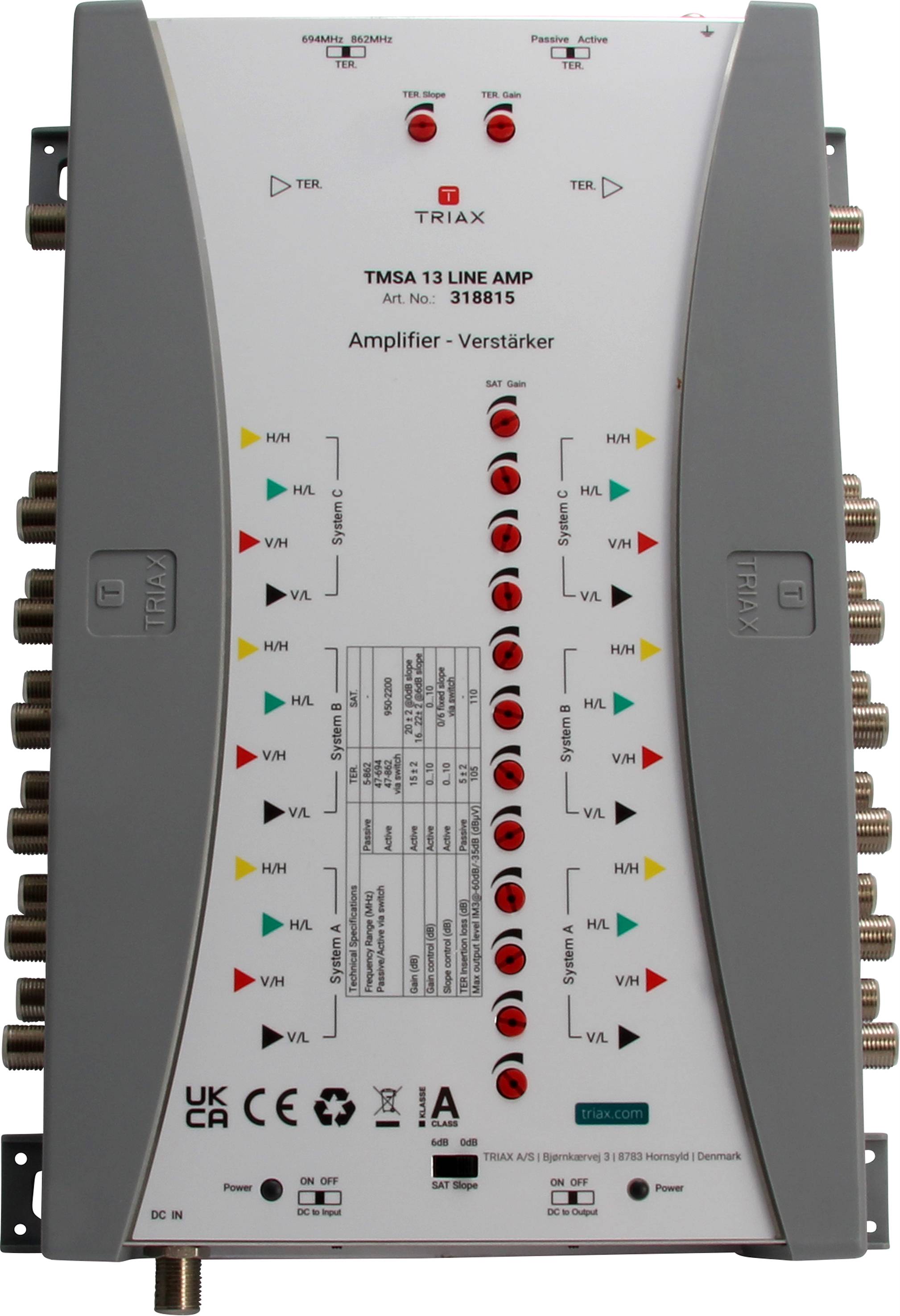 TMSA 13 LINE AMP Vor-/Nach- Verstärker 10-20dB regelbar o.NT 318815-0