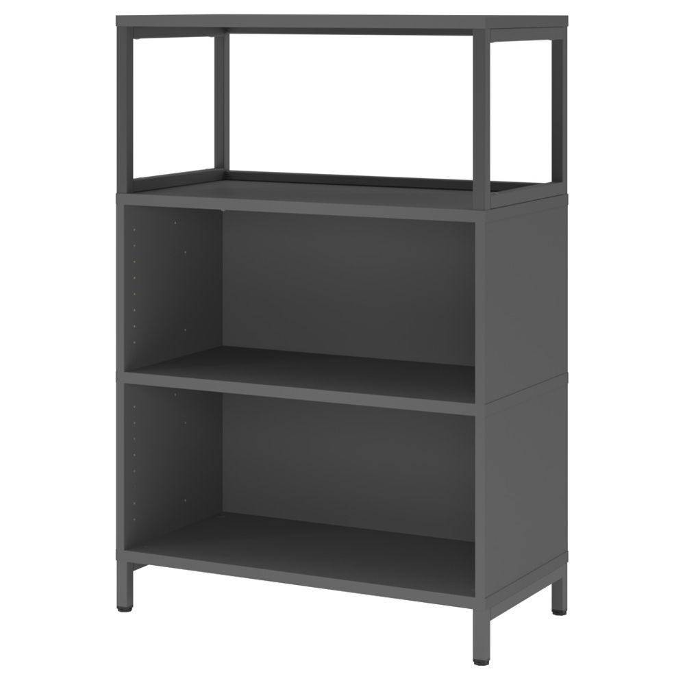 Hammerbacher Büroregal Easyline, Stahlsockel, offenes Element, 3 OH, 80x40x118cm, graphit-0