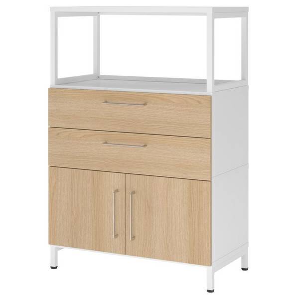 Hammerbacher Kombischrank Easyline, Stahlsockel, Schübe, 3 OH, 80x41,7x118cm, weiß/eiche