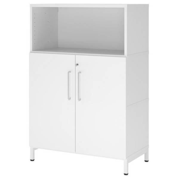 Hammerbacher Kombischrank Easyline, Stahlsockel, Türen, 3 OH, 80x41,7x118cm, weiß