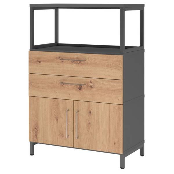 Hammerbacher Kombischrank Easyline, Stahlsockel, Schübe, 3 OH, 80x41,7x118cm, graphit/asteiche