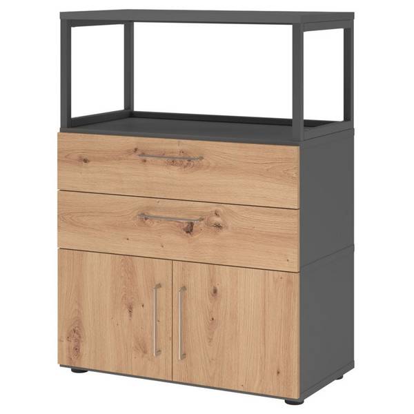 Hammerbacher Kombischrank Easyline, Stellfüße, Schübe, 3 OH, 80x41,7x109,8cm, graphit/asteiche