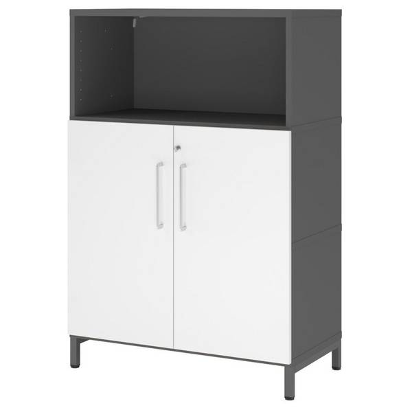Hammerbacher Kombischrank Easyline, Stahlsockel, Türen, 3 OH, 80x41,7x118cm, graphit/weiß