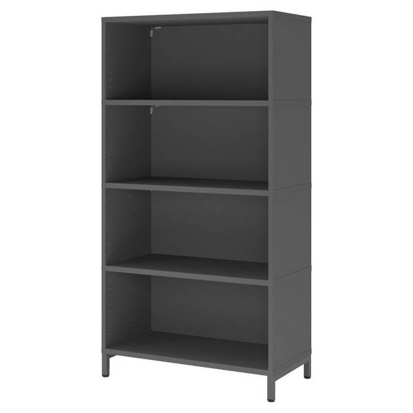Hammerbacher Büroregal Easyline, Stahlsockel, 4 OH, 80x40x153,2cm, graphit