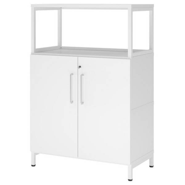 Hammerbacher Kombischrank Easyline, Stahlsockel, Türen, 3 OH, 80x41,7x118cm, weiß