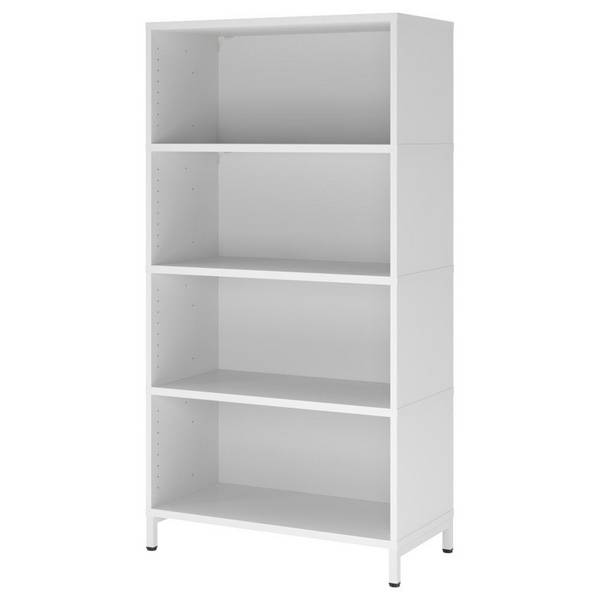 Hammerbacher Büroregal Easyline, Stahlsockel, 4 OH, 80x40x153,2cm, weiß