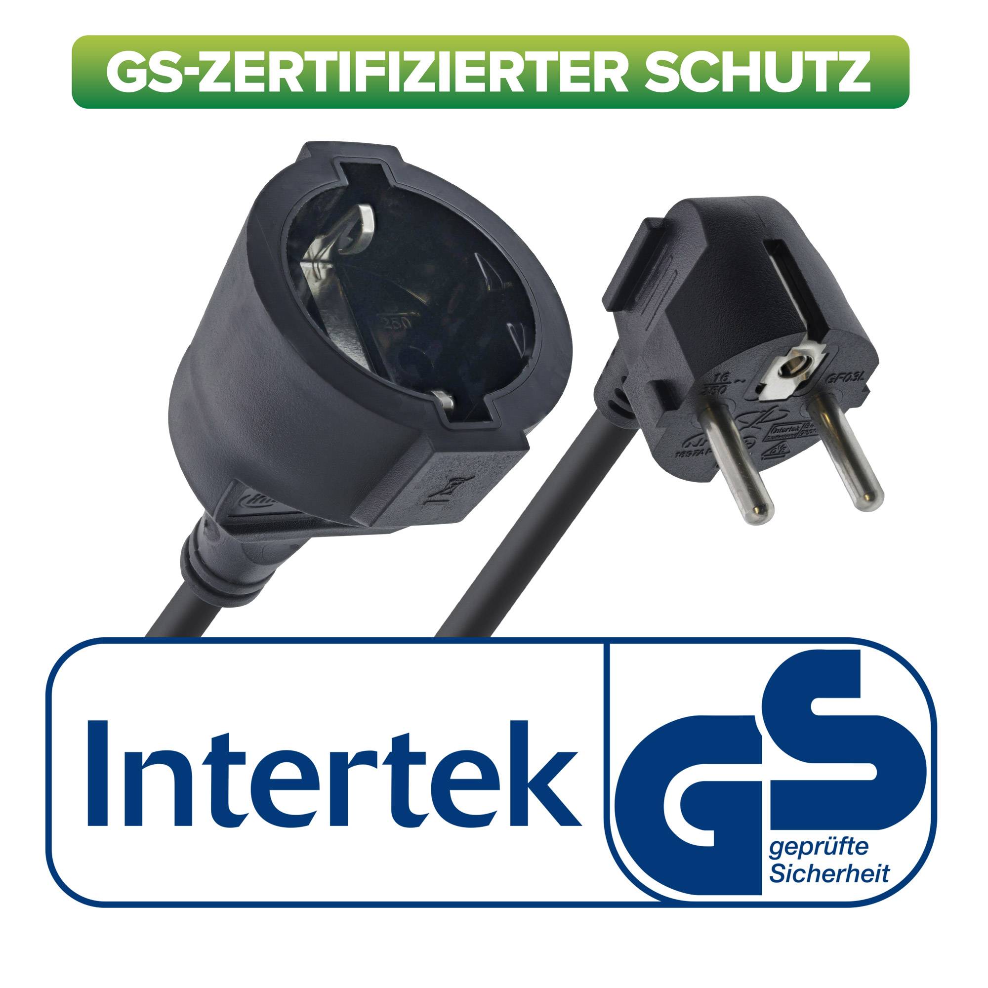 InLine Strom-Verlängerung Schutzkontakt Stecker gewinkelt/Buchse - schwarz - 20m-1