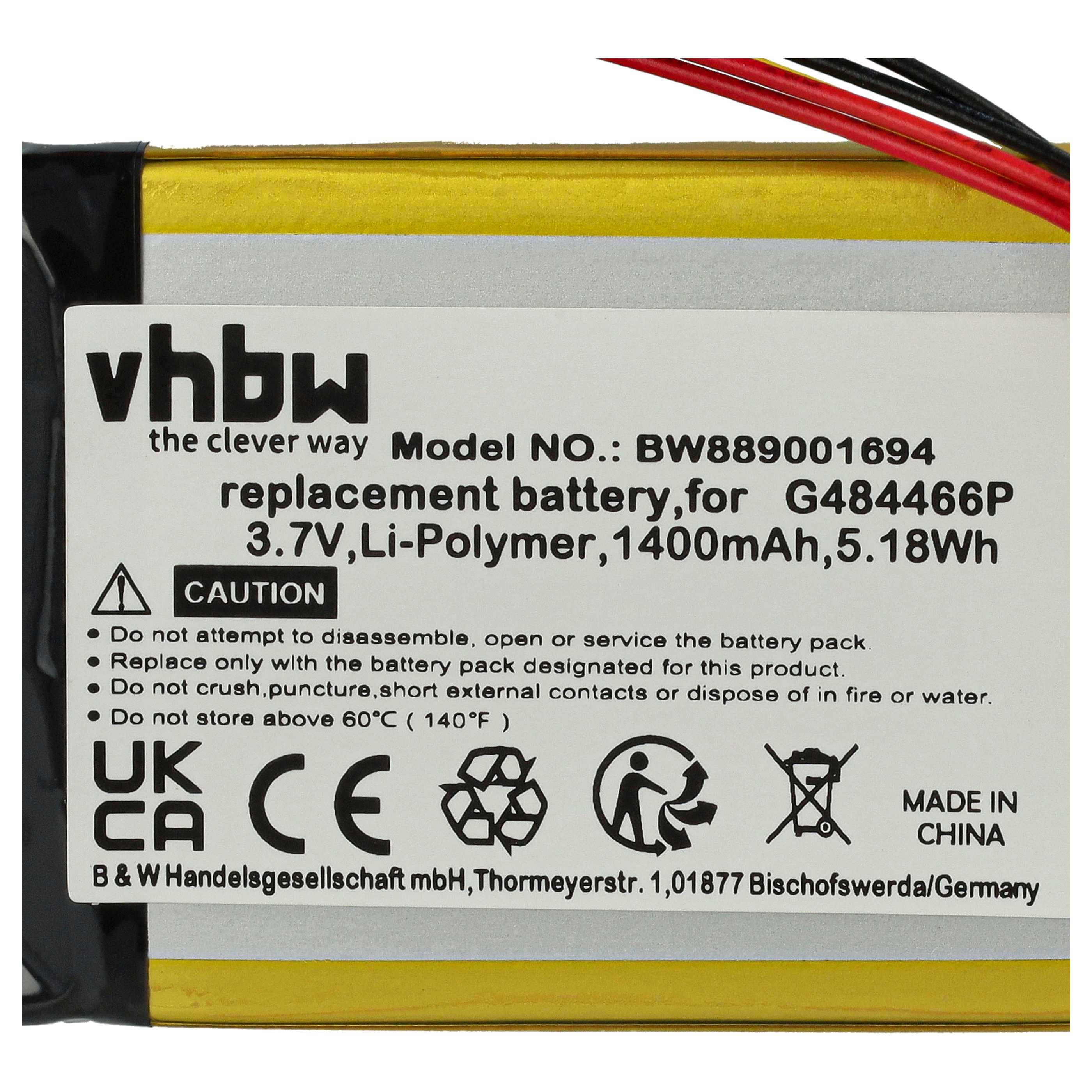 vhbw Akku Ersatz für Polar G484466P für GPS Fahrradcomputer Radcomputer (1400 mAh, 3,7 V, Li-Polymer)-4