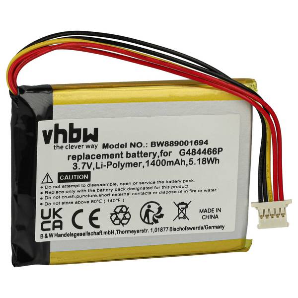 vhbw Akku kompatibel mit Polar V650 GPS Fahrradcomputer Radcomputer (1400 mAh, 3,7 V, Li-Polymer)