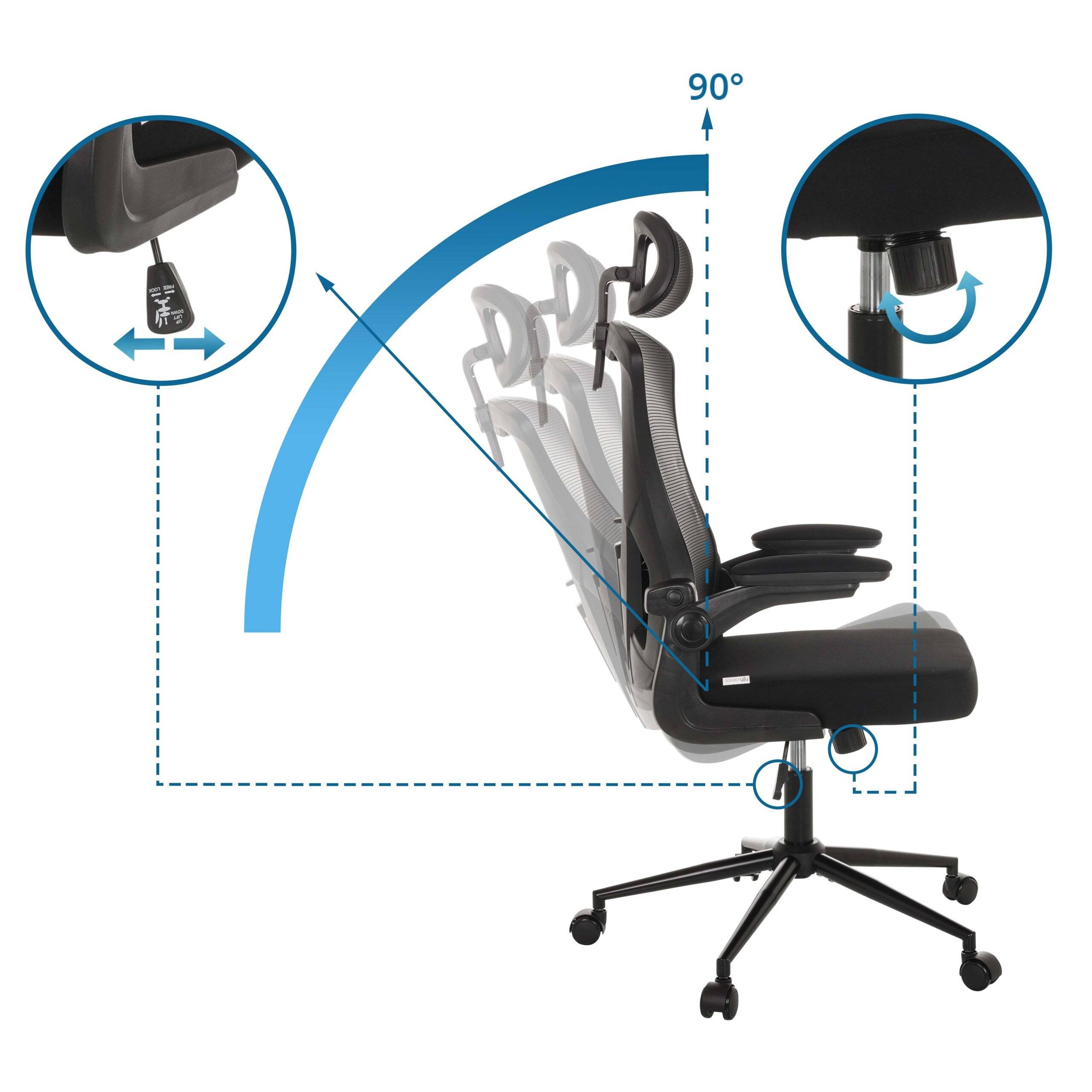 Bürostuhl Chefsessel ARIGANO Netzstoff Stoff schwarz hjh OFFICE-2