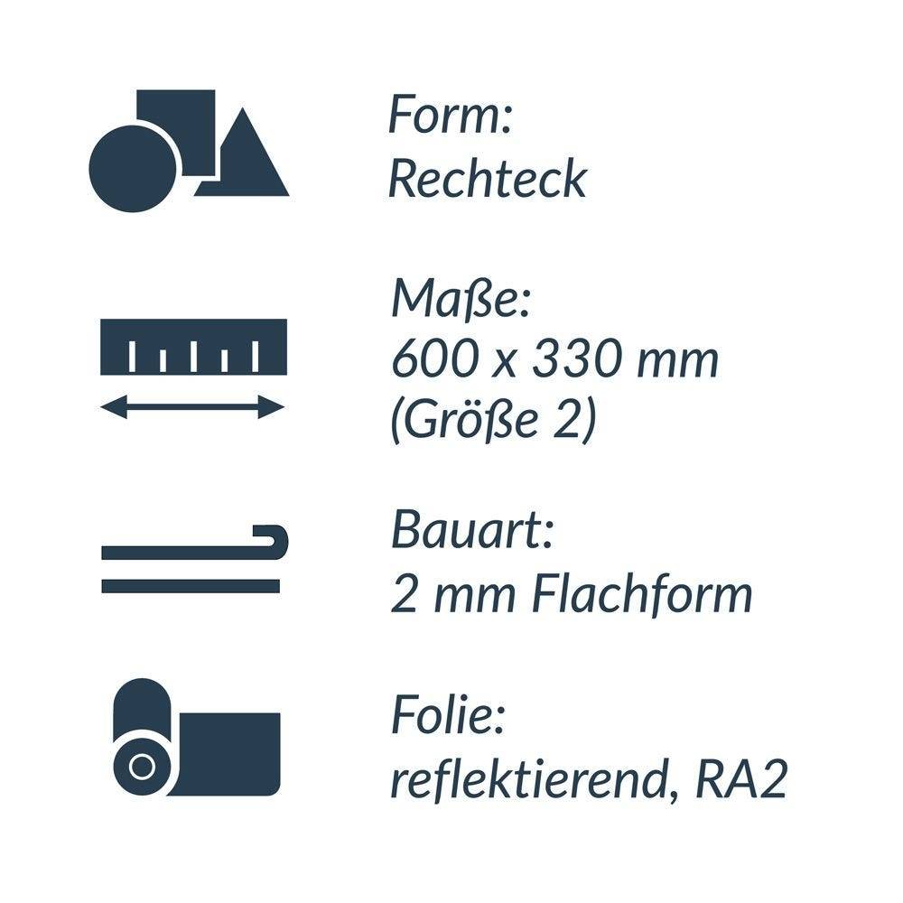 Zusatzzeichen StVO, Anlieger bis Baustelle frei VZ 1028-32, Alu 2 mm, Flachform, 600 x 330 mm, RA2-1