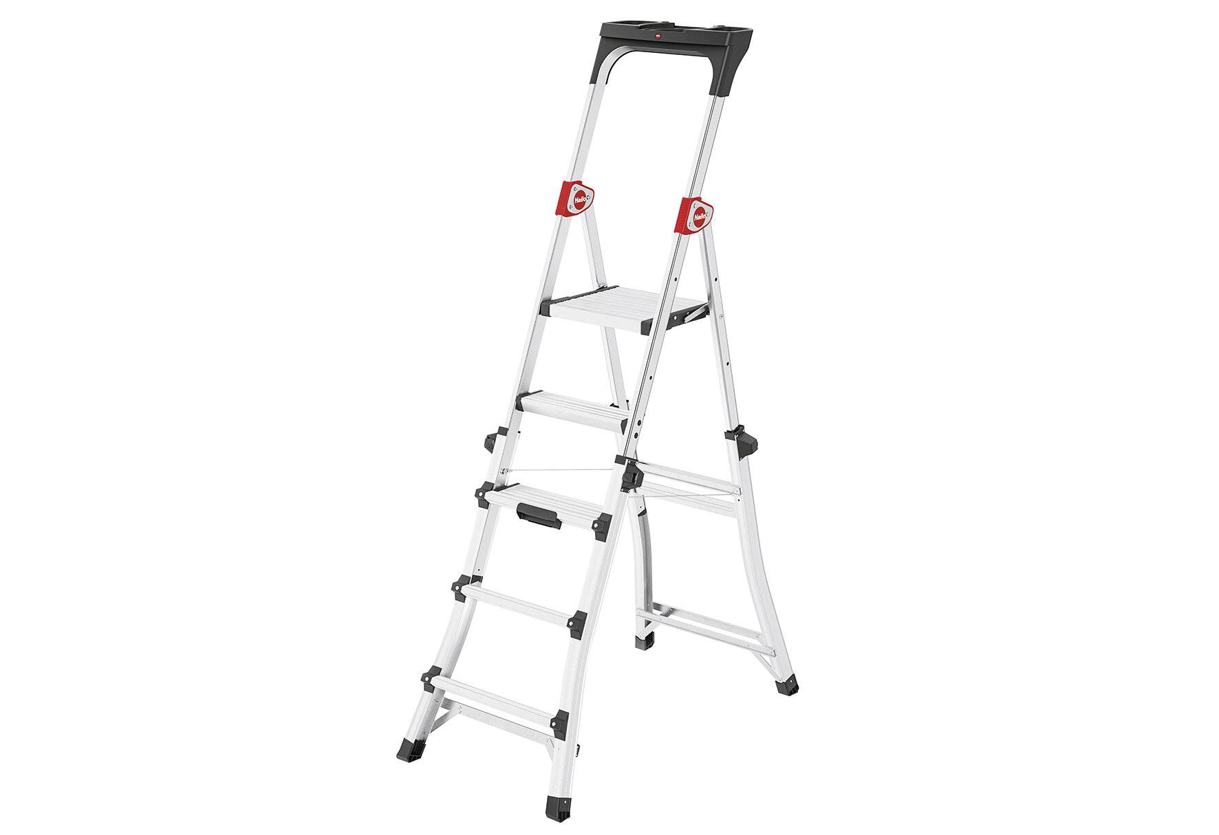 Hailo D100 TL Topline Teleskopleiter - ausziehbare, klappbare Aluminium-Leiter - Höhe-0