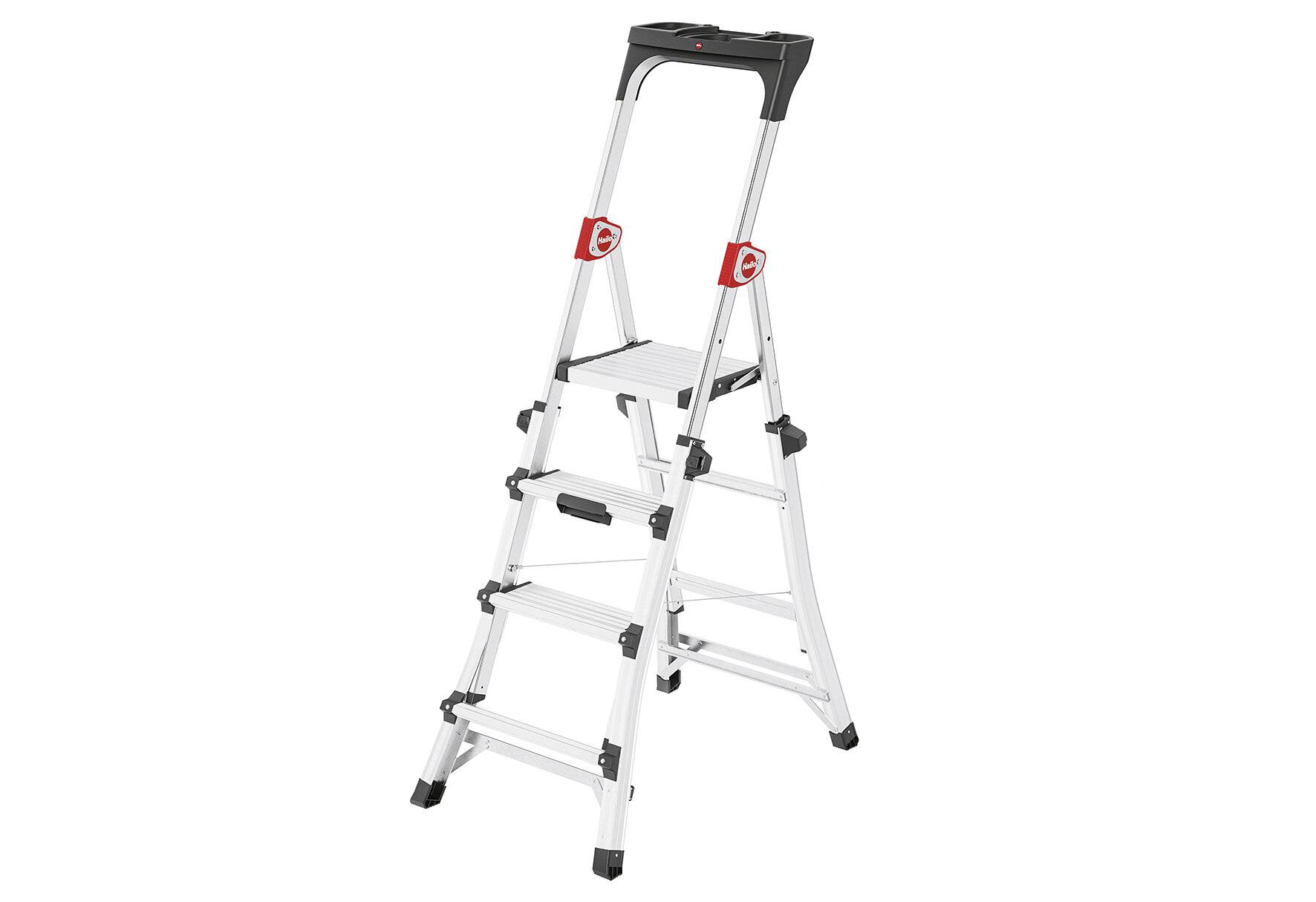 Hailo D100 TL Topline Teleskopleiter - ausziehbare, klappbare Aluminium-Leiter - Höhe-1