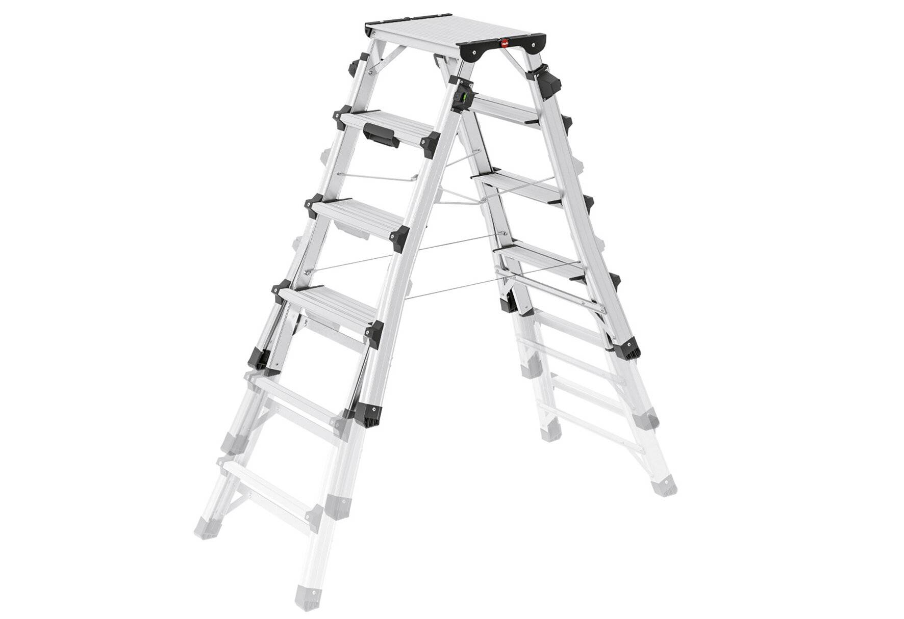 Hailo D100 TL Topline Teleskopleiter - ausziehbare, klappbare Aluminium-Leiter - Höhe-4