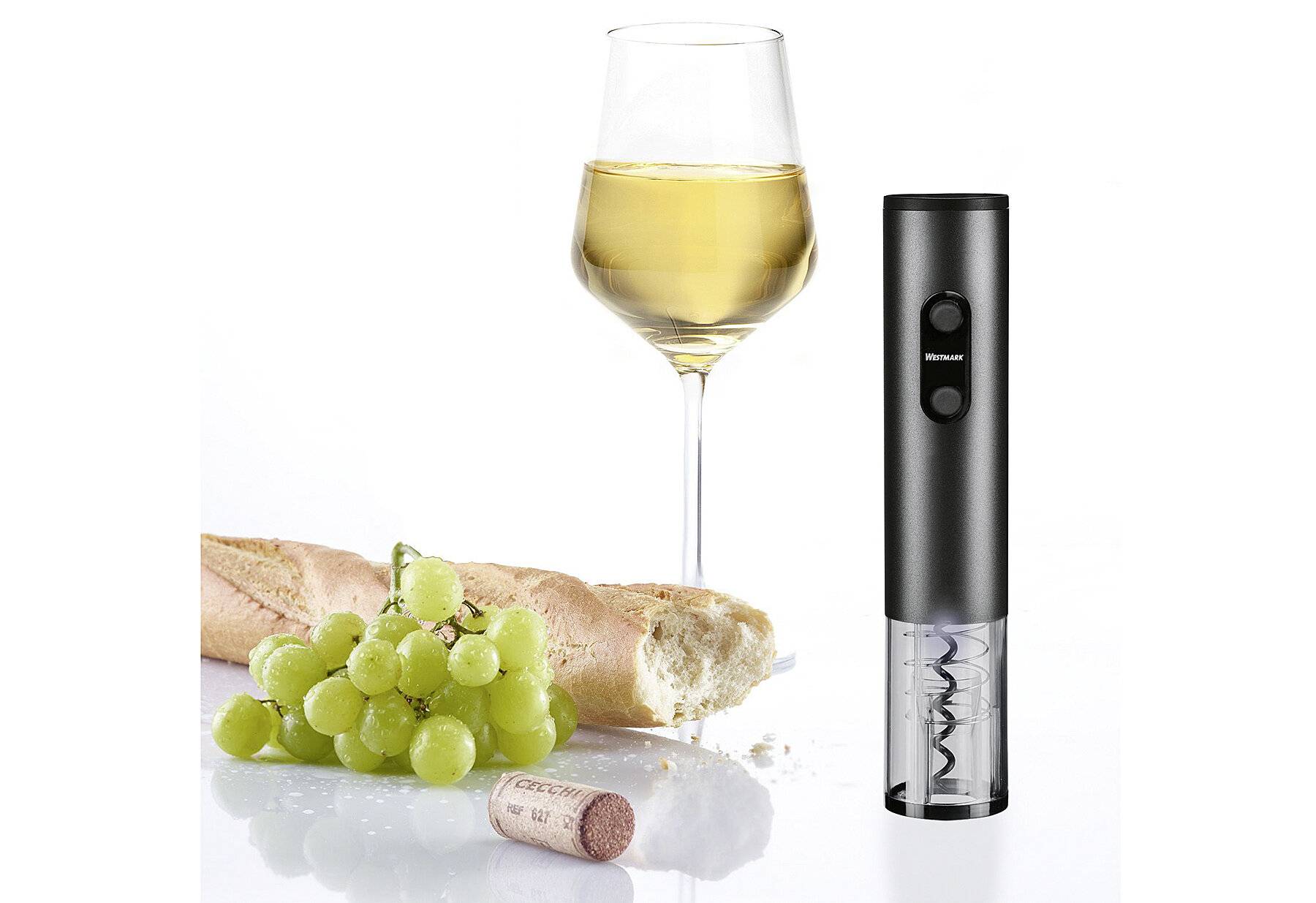 Westmark Korkenzieher Vasco – elektrischer Weinöffner für Weinflaschen mit Korken, müheloses-4