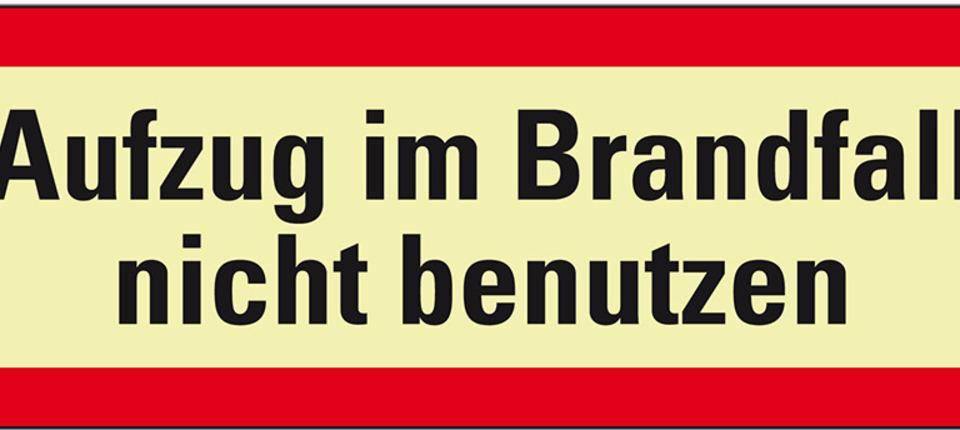 PERMALIGHT® power langnachleuchtend Feuerwehrz. Aufzug im Brandfall nicht ben., Aluminium, 210x74mm, DIN 4066-1