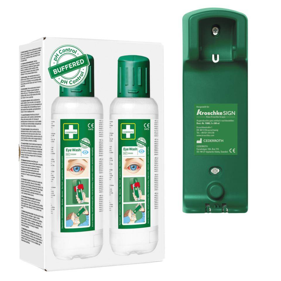 Vorteils-Set CEDERROTH Augendusche, 2 x 500ml, Wandhalterung, Bedienungsanleitung