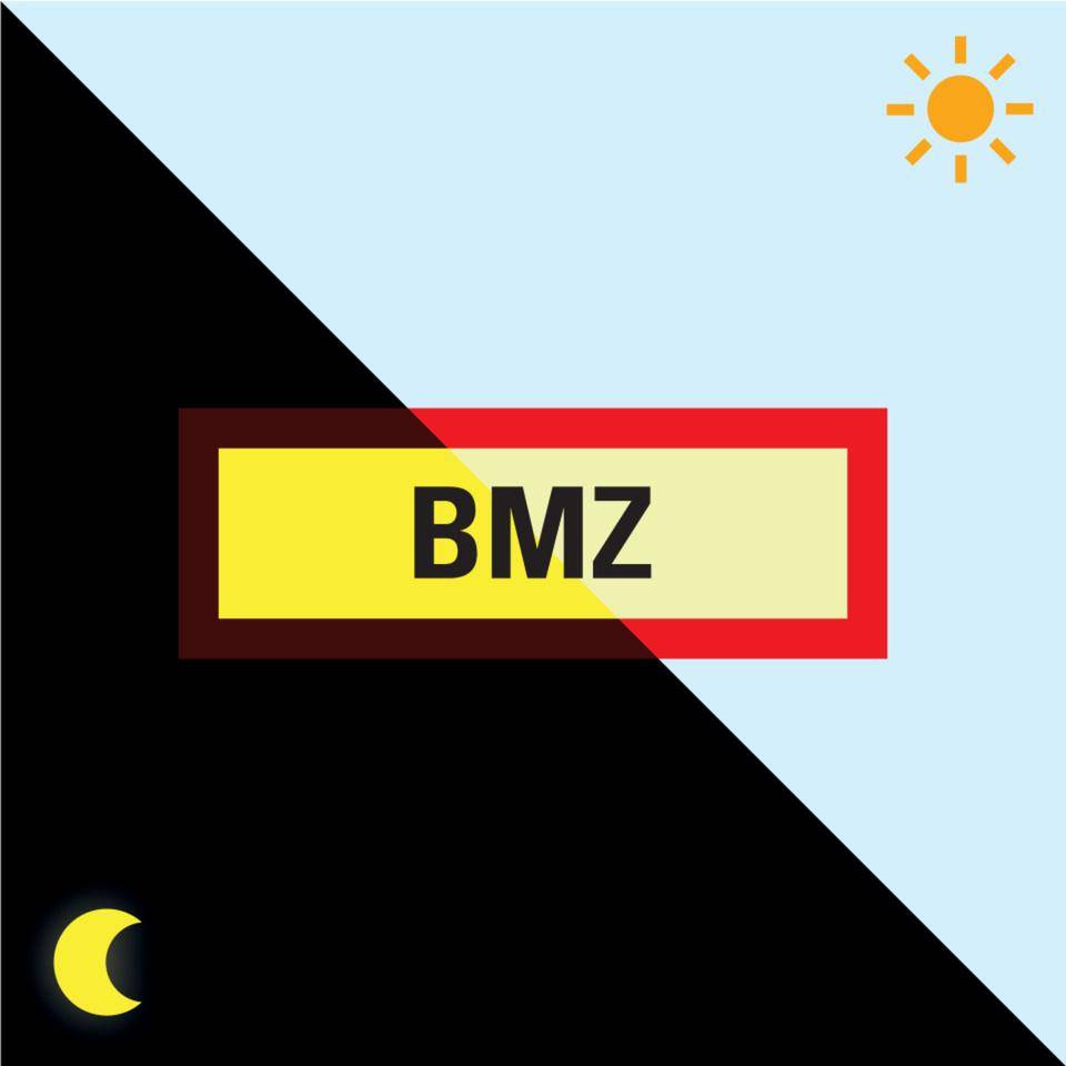 PERMALIGHT® power langnachleuchtend Feuerwehrschild BMZ, Kunststoff, 297x105mm-0