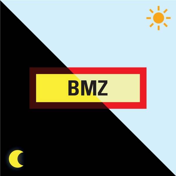 PERMALIGHT® power langnachleuchtend Feuerwehrschild BMZ, Kunststoff, 297x105mm