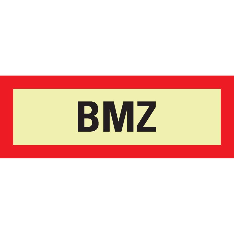 PERMALIGHT® power langnachleuchtend Feuerwehrschild BMZ, Kunststoff, 297x105mm-1
