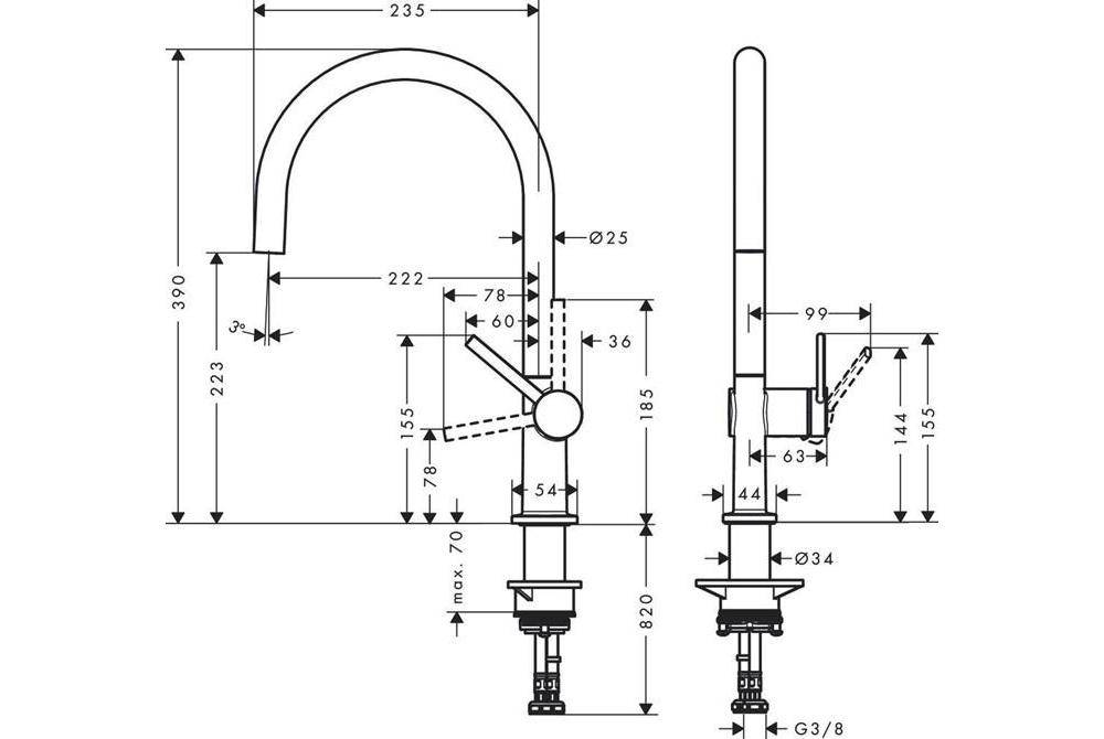 hansgrohe Einhebel-Küchenmischer Talis M54 ComfortZone 220, Eco, 1-1