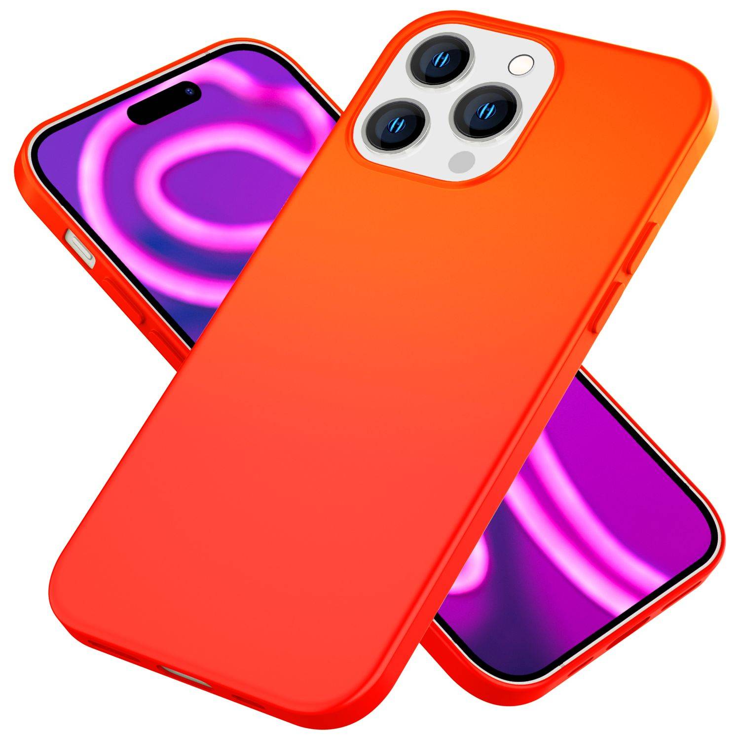 Hülle Neon für iPhone 15 Pro Silikon Schutzhülle Bunt Slim Case Handyhülle Cover Orange-0