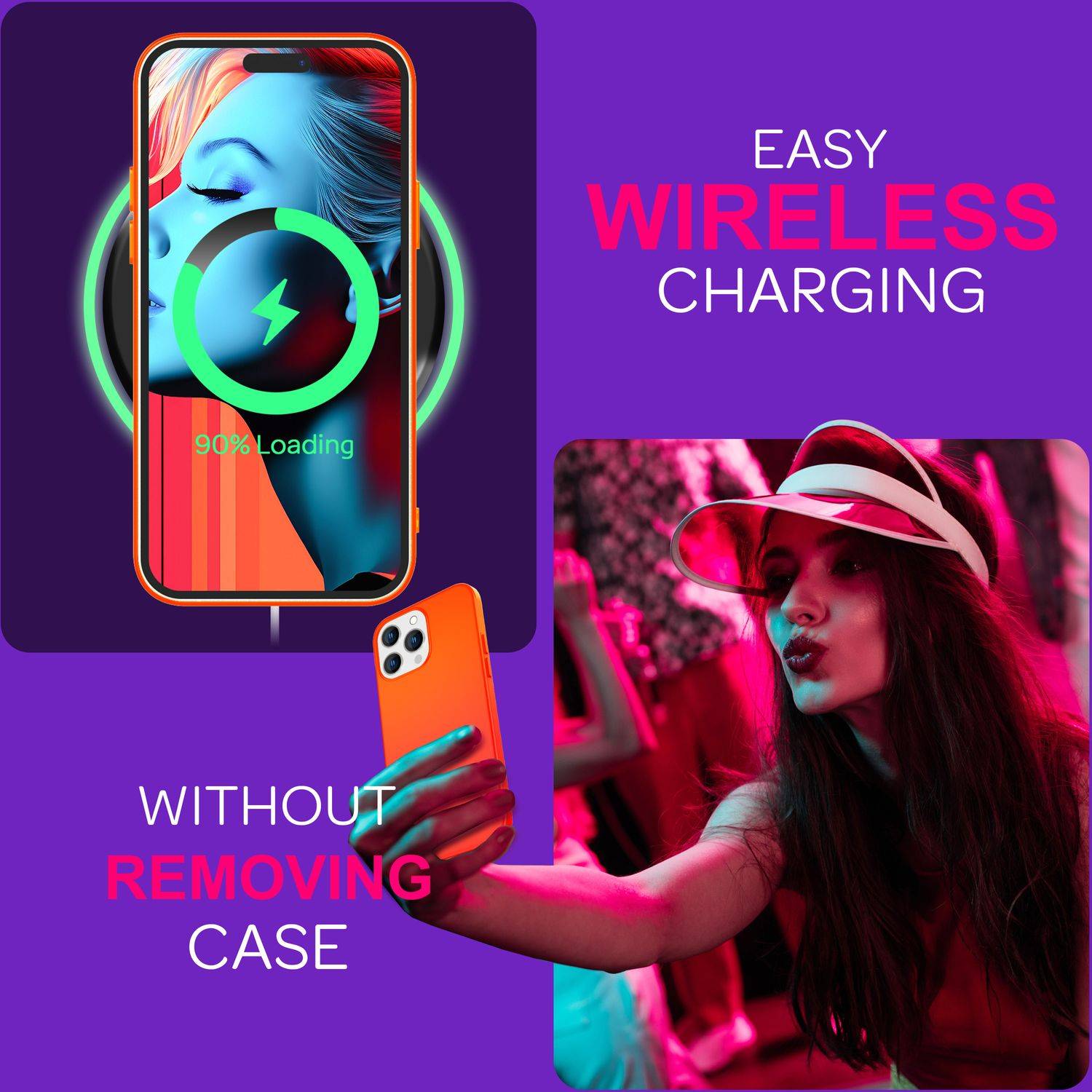 Hülle Neon für iPhone 15 Pro Silikon Schutzhülle Bunt Slim Case Handyhülle Cover Orange-4